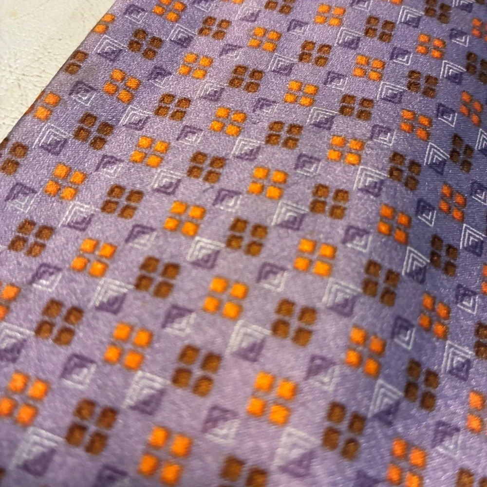 Ermenegildo Zegna Mens Purple Geometric Silk Tie Disegno Esclusivo 3.75